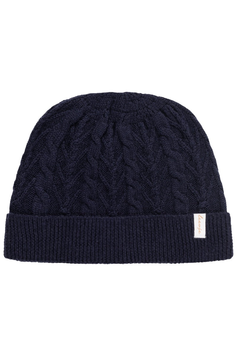 Leevje - Strickmütze aus Merinowolle - navy