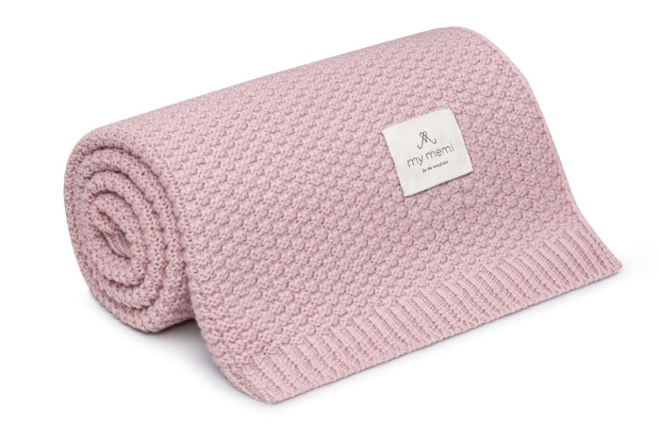 Decke aus 100% Merinowolle Rosa