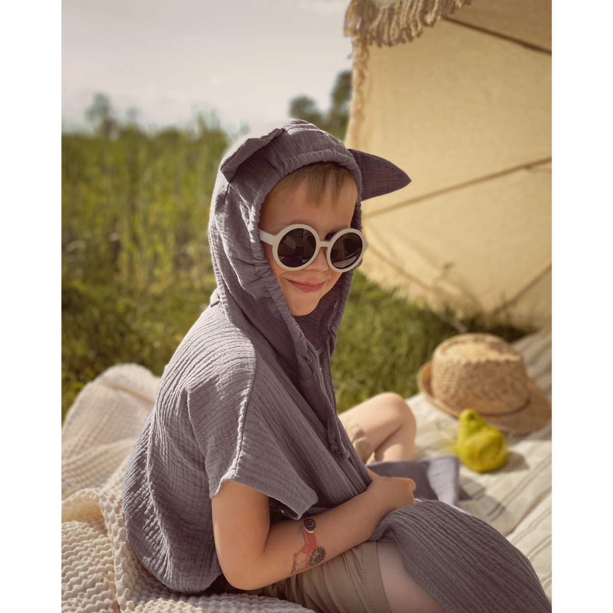 Musselin Poncho - Sand 3-5 Jahre
