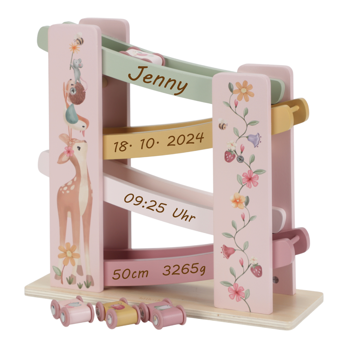 Holzrollbahn zur Geburt - Fairy Garden