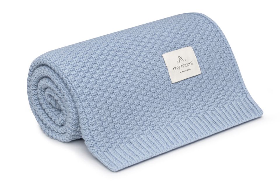 Decke aus 100 % natürlicher Merinowolle, Babyblau
