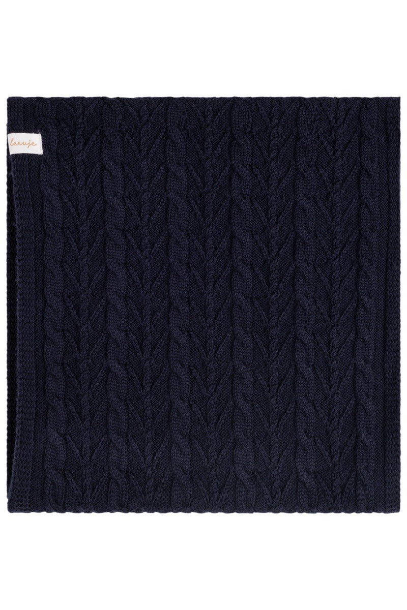 Leevje - Strickschal aus Merinowolle - navy