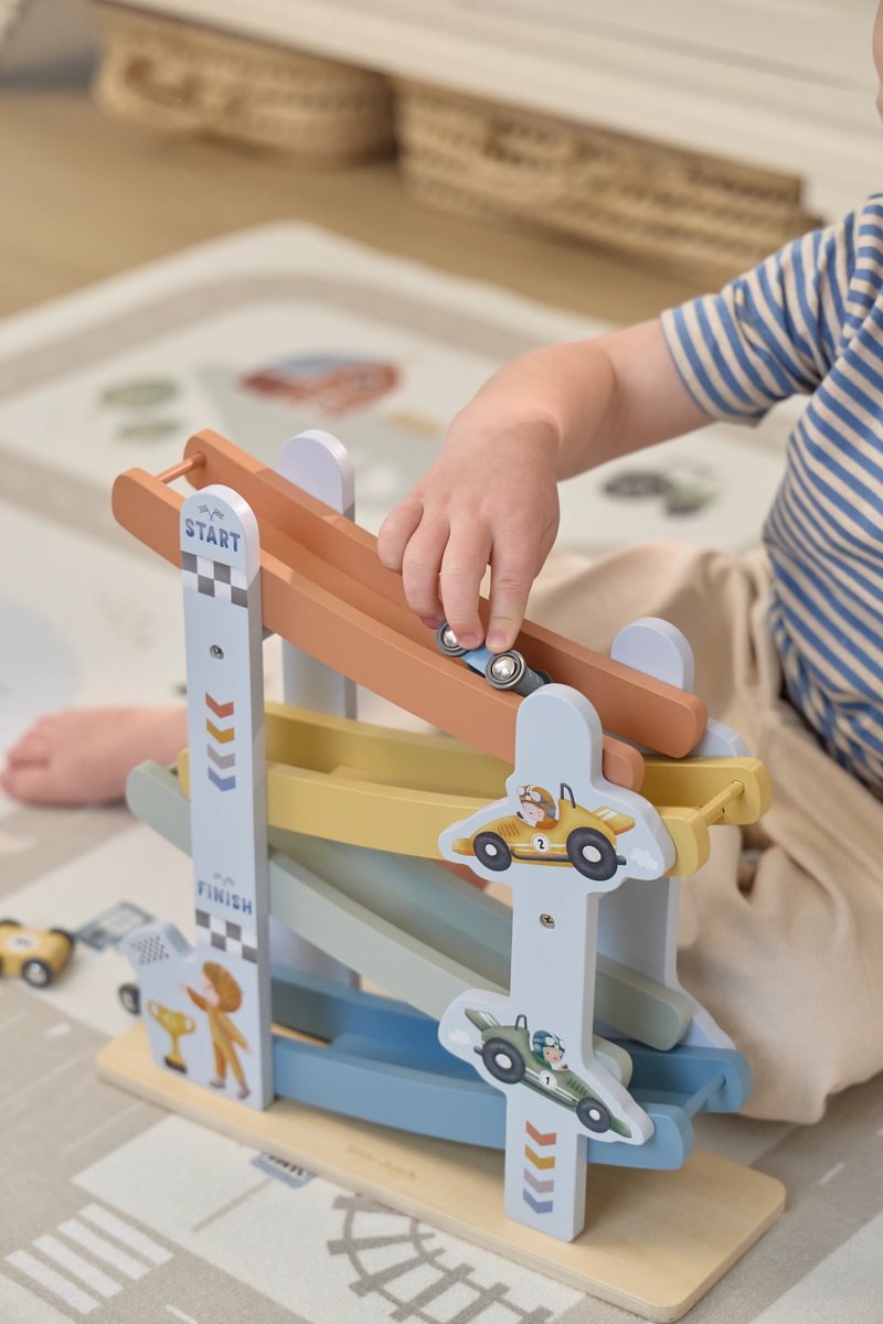 Autorennbahn aus Holz – Blau - Little dutch