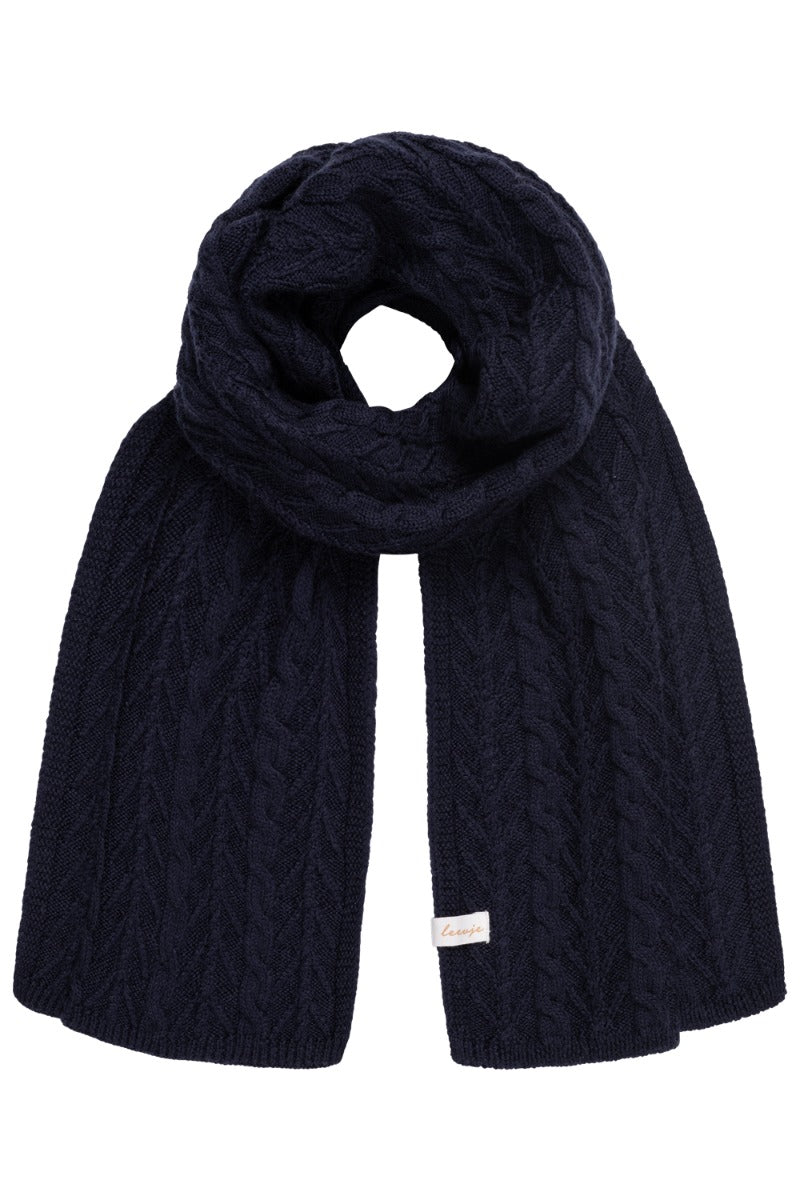 Leevje - Strickschal aus Merinowolle - navy