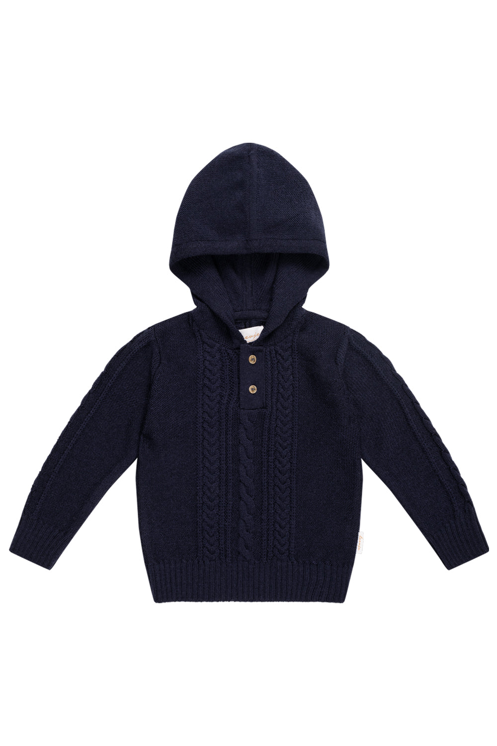Leevje - Strickhoodie aus Merinowolle - navy