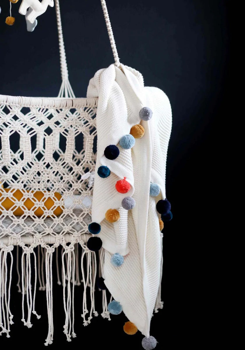 Pompom Decke Lama