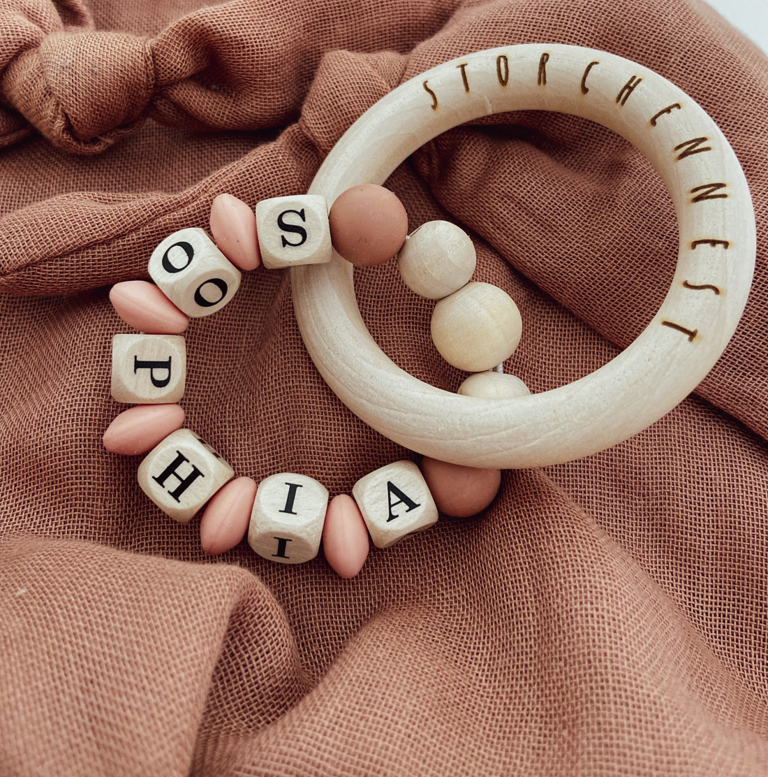 Schnullerkette mit Namen "Sophia"
