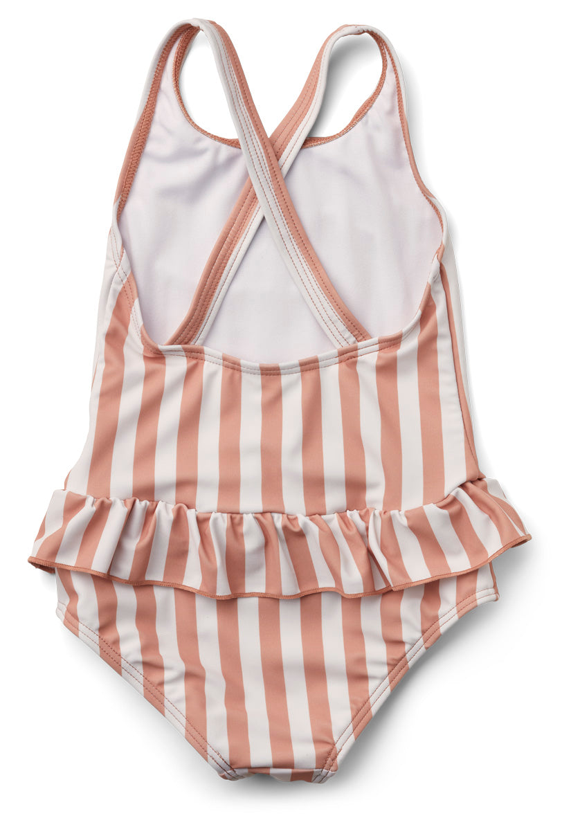 Amara Badeanzug Stripe: Dusty Coral/Creme De La Creme