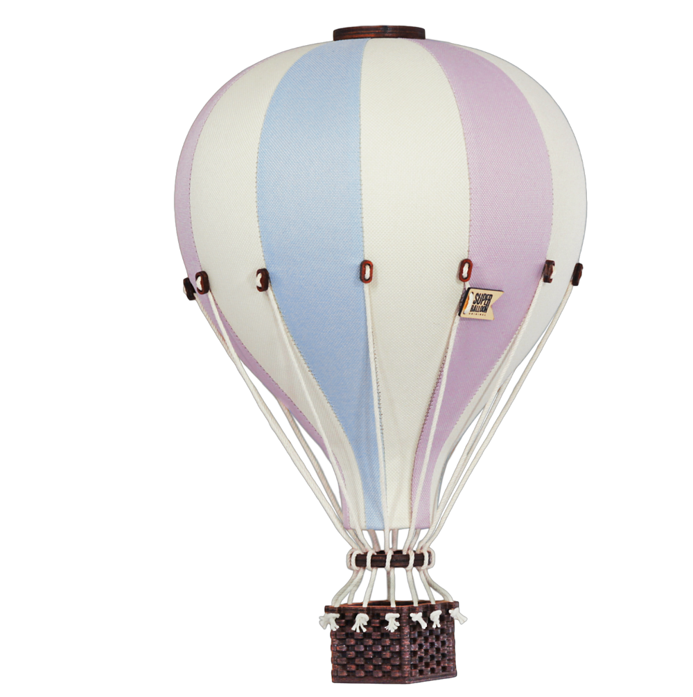 Deko Heißluftballon- medium  pastell-hellblau/vanille/altrosa