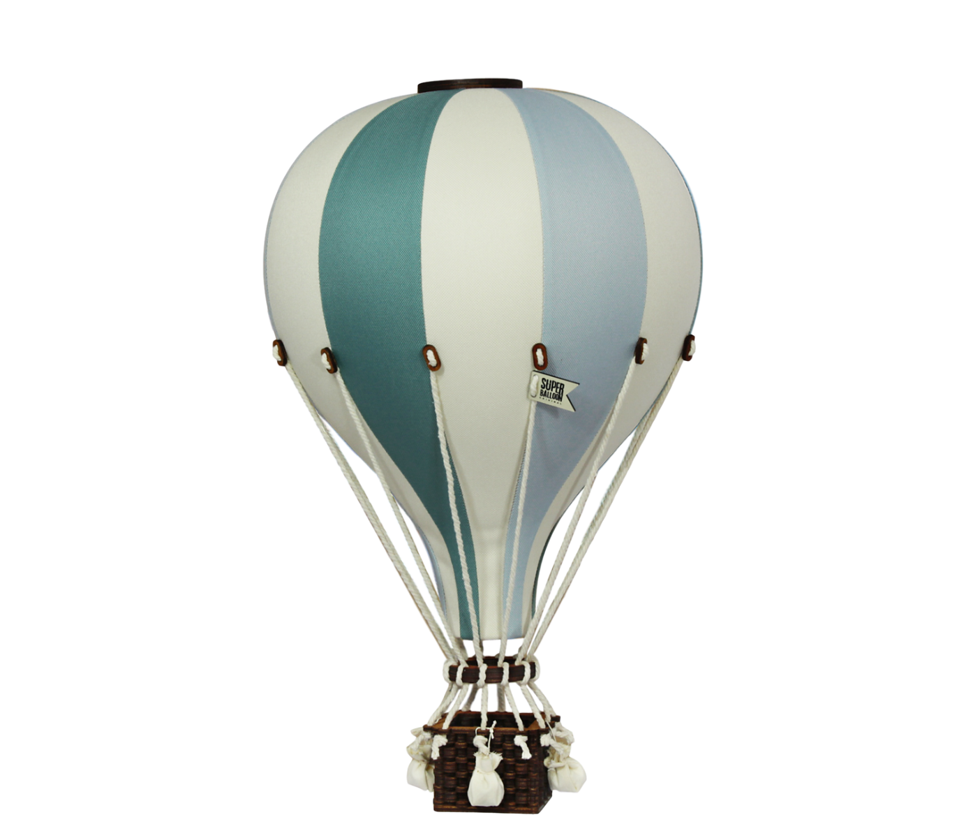 Deko Heißluftballon- medium  pastell-hellblau/vanille/dunkelgrün