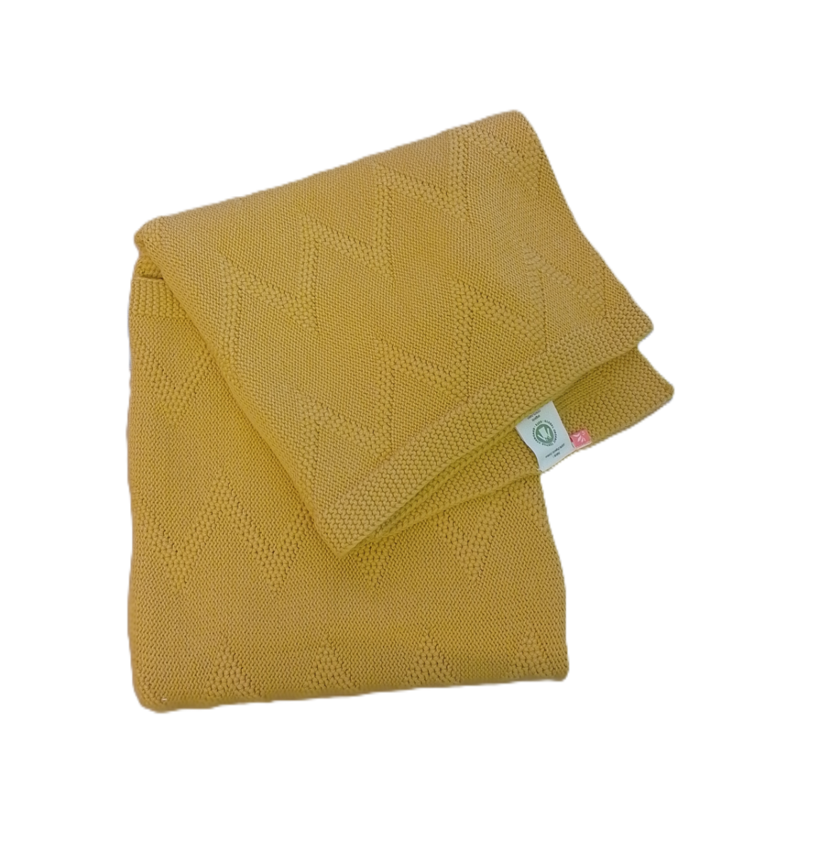 Strickdecke aus Bio-Baumwolle-Ockergelb